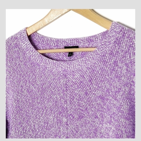 Talbots Shaker Stitch Sweater Pima Cotton Marled Purple Crew Neck Size Small - Picture 4 of 12